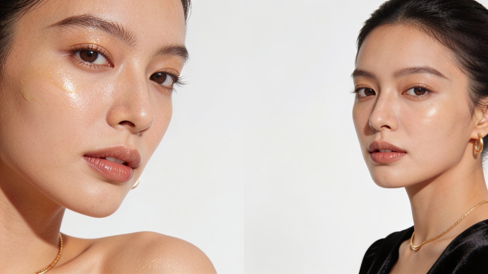 Dettaglio pelle trattata con texture luminosa — Beauté Facial Spa